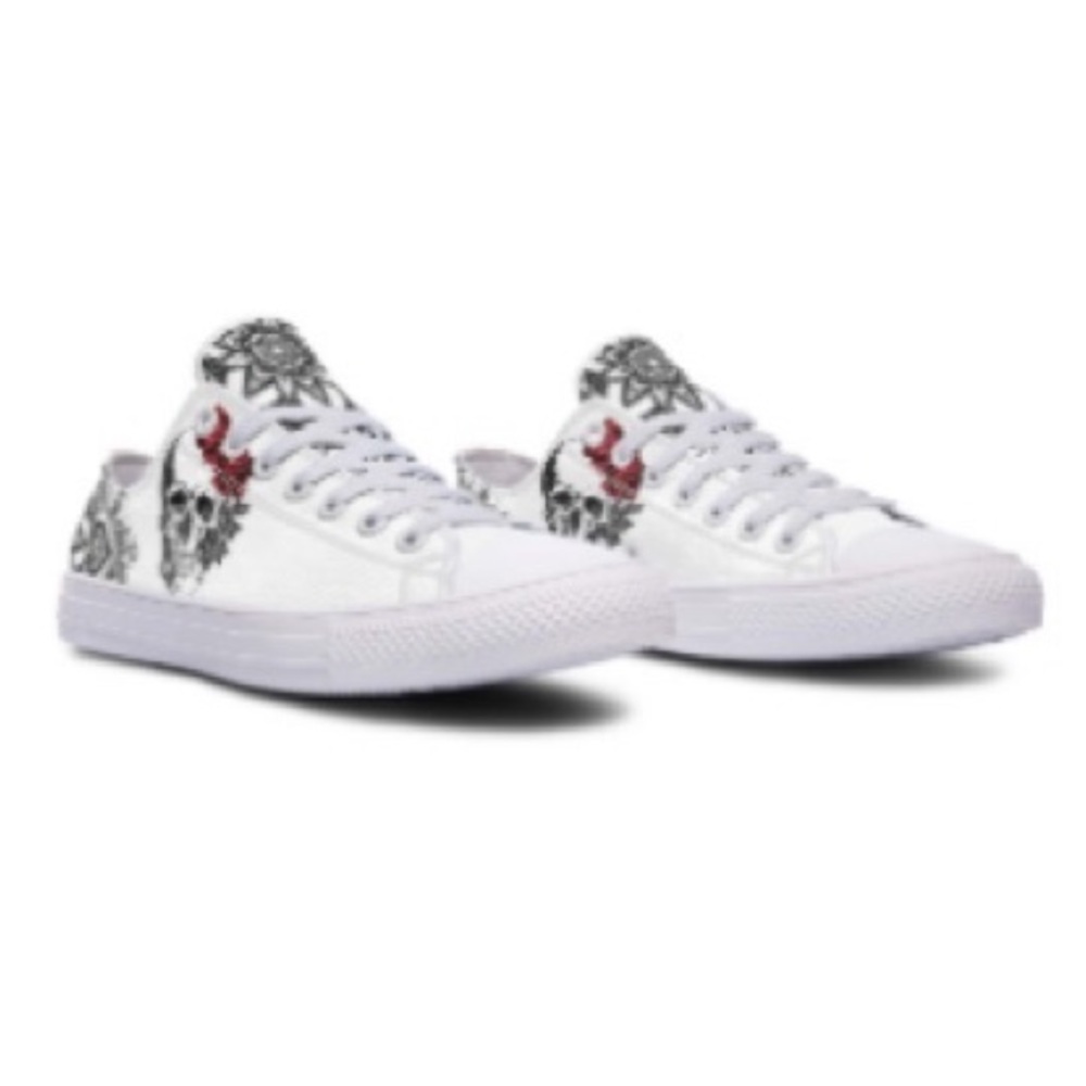 RAAD Mandala Skull Red Flowers Unisex Low Tops